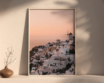 Oia Santorini viaje impresión pared arte Santorini Grecia pared colgante decoración del hogar Santorini regalo arte pared arte impresión Santorini impresión griega