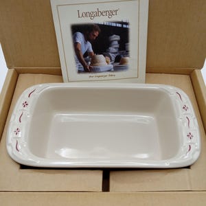 Longaberger Pottery Woven Traditions Small Loaf Dish - Red Accent