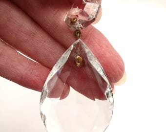 Teardrop Prism Chandelier Parts - One Large Teardrop Crystal w/Small Octagon Crystal
