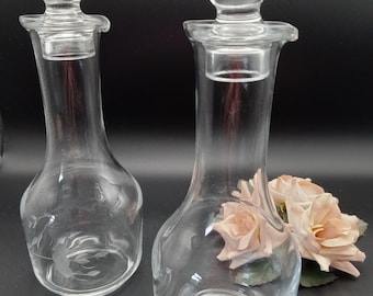 Princess House Heritage Etched Crystal Oil and Vinegar Cruets with Stoppers - #449 Pair