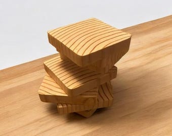 Handmade Wooden Coasters with Wave Design – Set of 4 Drink Protectors