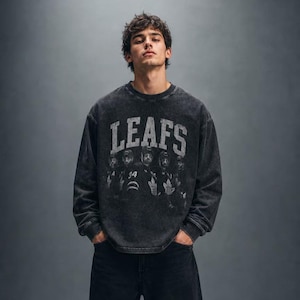 Toronto Maple Leafs tröja i överdimensionerad syratvättad tröja med lång ärm