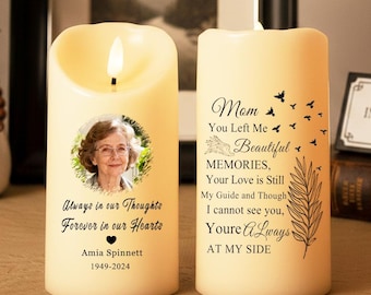 Custom LED Candle,Personalized Photo LED Candle,Custom Picture Led Candle,Sympathy Gift For Family,Christmas Memorial LED Candle For Mon Dad