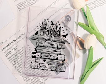 Vase en acrylique en forme de livre, château de sorcier, décoration d'intérieur personnalisée sur le thème du livre, cadeau pour les amoureux des livres, cadeau pour les amoureux des fleurs