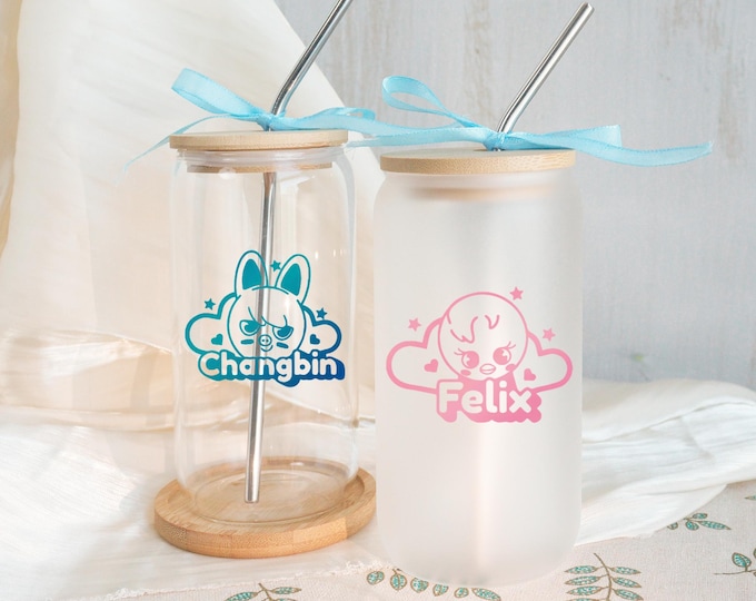Custom Stray Kids Iced Coffee Can,XMAS Stray Kids Fan Gift,Personalized Stray Kids Iced Coffee Cup,Gift for Stray Kid Fan,Skzoo Water Bottle