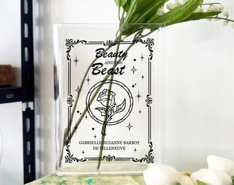 Die Schöne und das Biest Acryl Buchvase, Leserbuchvase, Buchförmige Blumenvase, Bibliotheksbuchvase, Buchliebhaber Club Geschenk, Buchliebhaber Home Decor