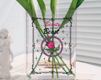 Die Schöne und das Biest Acryl Buchvase, Leserbuchvase, Buchförmige Blumenvase, Bibliotheksbuchvase, Buchliebhaber Club Geschenk, Buchliebhaber Home Decor