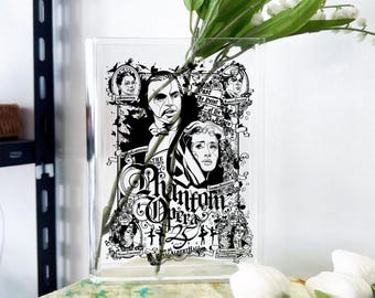 The Phantom Of The Opera Acrylic Book Vase, Phantom of the Opera Inspired Mask Vase, Vintage Literary Vase,Book Lover Shelf Decor,Room Decor