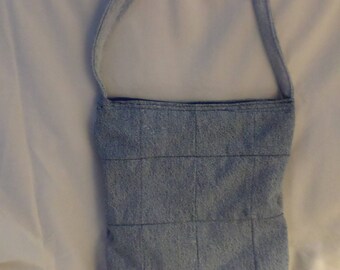 Up cycled Denim Square design bag.Big 13x11. Great for books as purse etc..Boho