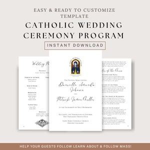 カトリックの結婚式ミサ式典小冊子 5.5x8.5 インチ Canva テンプレート