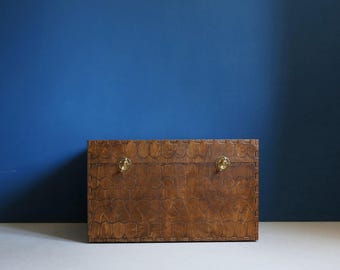 Houten vintage wijnkist geheugendoos schatkist, decoratiekoffer Truhe Malle en Bois
