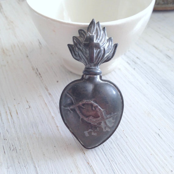 Antique French Ex Voto - Sacred Heart of Jesus