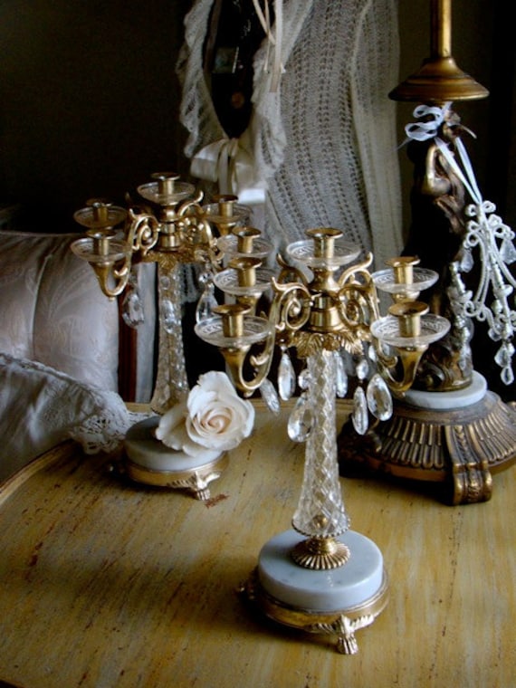 Vintage Italian candelabra with crystals