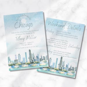 Chicago Bachelorette Invitation and Itinerary