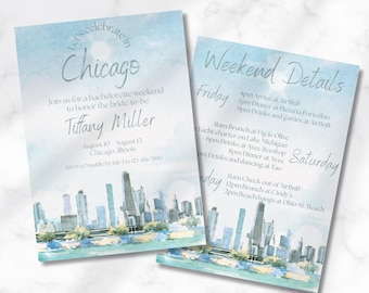 Chicago Bachelorette Invitation and Itinerary