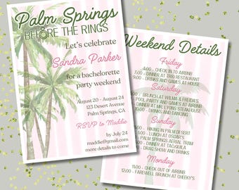Palm Springs Before the Rings Bachelorette Invitation and Itinerary