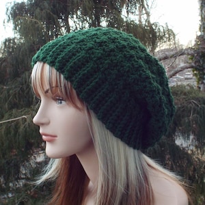 Dark Green Crochet Hat, Womens Slouchy Beanie, Oversized Slouchy Beanie, Slouchy Hat, Winter Hat, Slouch Hat, Textured Hat