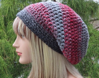 Slouchy Beanie in Magma, Womens Crochet Hat, Boho Slouchy Hat, Oversized Slouch Beanie, Hipster Hat, Mens Slouch Hat, Multicolor Beanie