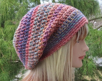 Slouchy Beanie in Playtime, Womens Crochet Hat, Boho Slouchy Hat, Oversized Slouch Beanie, Hipster Hat, Slouch Hat, Multicolor Beanie