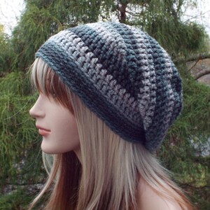 Shades of Gray Slouchy Beanie, Womens Crochet Hat, Oversized Slouch Beanie, Chunky Hat, Slouchy Hat, Winter Hat, Grey Slouch Hat image 1