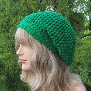 Grass Green Slouchy Beanie, Womens Crochet Hat, Oversized Slouch Beanie, Baggy Beanie, Slouchy Hat, Winter Hat, Slouch Hat