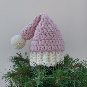 Stocking Hat Tree Topper, Crochet Christmas Decoration, Blush Pink and Cream Christmas Tree Topper, Holiday Decor