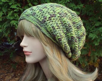 Merino Wool Hat, Green Slouchy Beanie, Slouchy Hat, Womens Crochet Hat, Oversized Slouch Beanie, Hipster Hat, Slouch Hat, Baggy Beanie