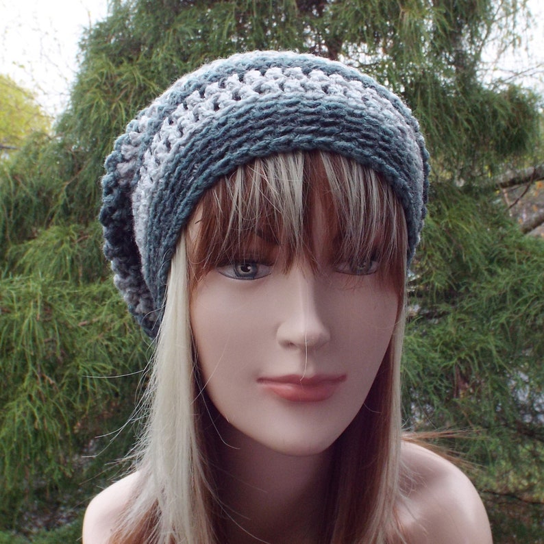 Shades of Gray Slouchy Beanie, Womens Crochet Hat, Oversized Slouch Beanie, Chunky Hat, Slouchy Hat, Winter Hat, Grey Slouch Hat image 5