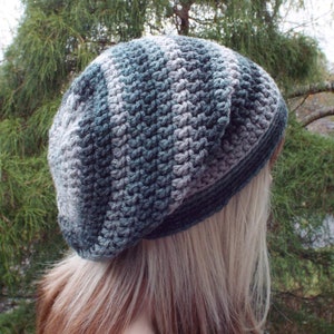 Shades of Gray Slouchy Beanie, Womens Crochet Hat, Oversized Slouch Beanie, Chunky Hat, Slouchy Hat, Winter Hat, Grey Slouch Hat image 3