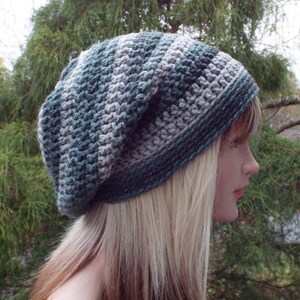Shades of Gray Slouchy Beanie, Womens Crochet Hat, Oversized Slouch Beanie, Chunky Hat, Slouchy Hat, Winter Hat, Grey Slouch Hat image 4