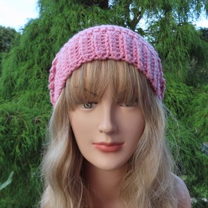 Rose Pink Crochet Hat, Womens Slouchy Beanie, Boho Slouchy Hat, Oversized Slouch Beanie, Chunky Hat, Winter Hat, Slouch Hat image 5