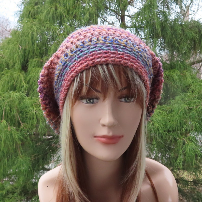 Slouchy Beanie in Playtime, Womens Crochet Hat, Boho Slouchy Hat, Oversized Slouch Beanie, Hipster Hat, Slouch Hat, Multicolor Beanie image 3