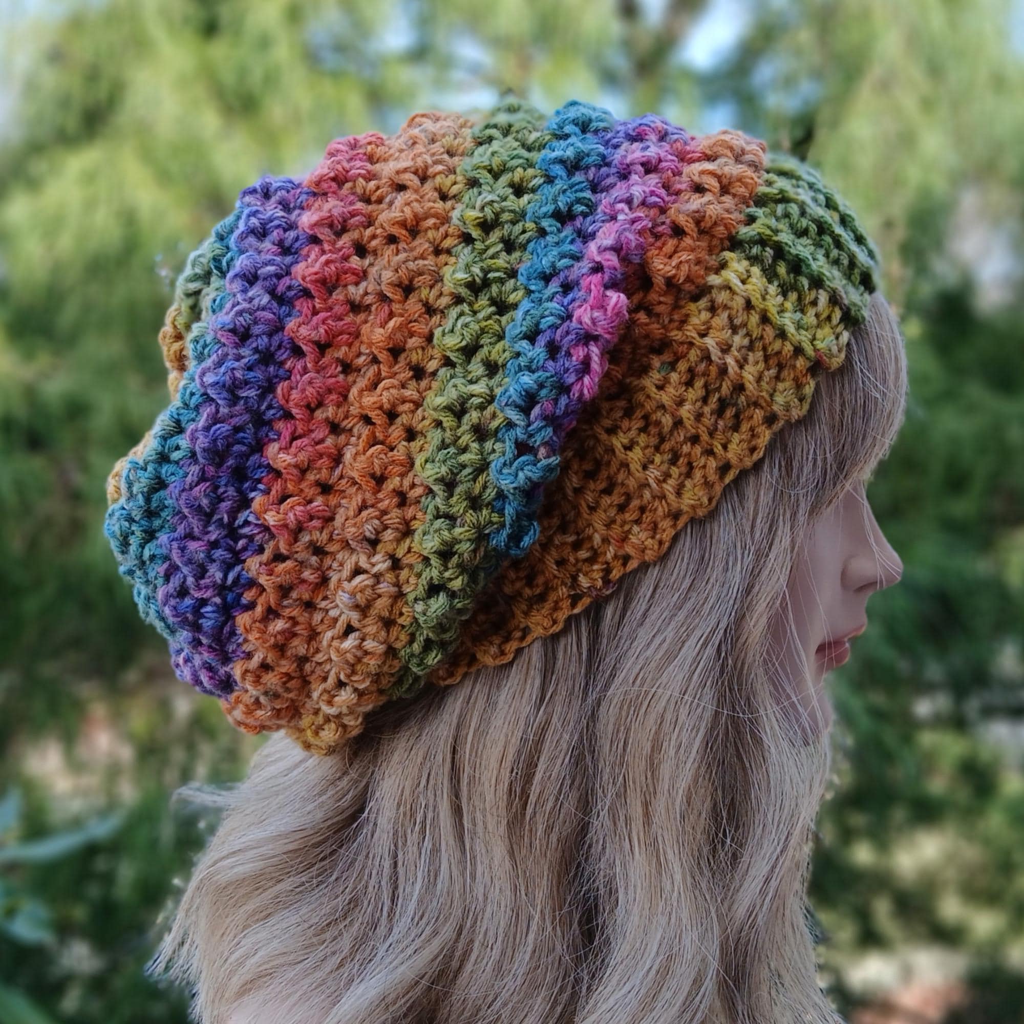 Rainbow Slouch Beanie - Etsy display picture 3