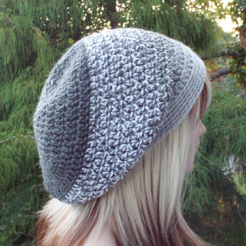 Gray Marl Slouchy Beanie, Womens Crochet Hat, Oversized Slouch Beanie, Chunky Hat, Slouchy Hat, Winter Hat, Grey Slouch Hat image 3