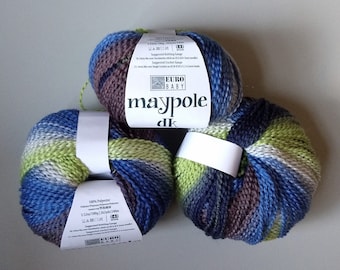 Eurobaby Maypole DK yarn in Sail Away, Lot of 3, Crochet Yarn, Multicolor Knitting Yarn, Destash Yarn, DK Weight, Polyester Yarn