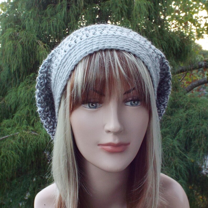 Gray Marl Slouchy Beanie, Womens Crochet Hat, Oversized Slouch Beanie, Chunky Hat, Slouchy Hat, Winter Hat, Grey Slouch Hat image 5