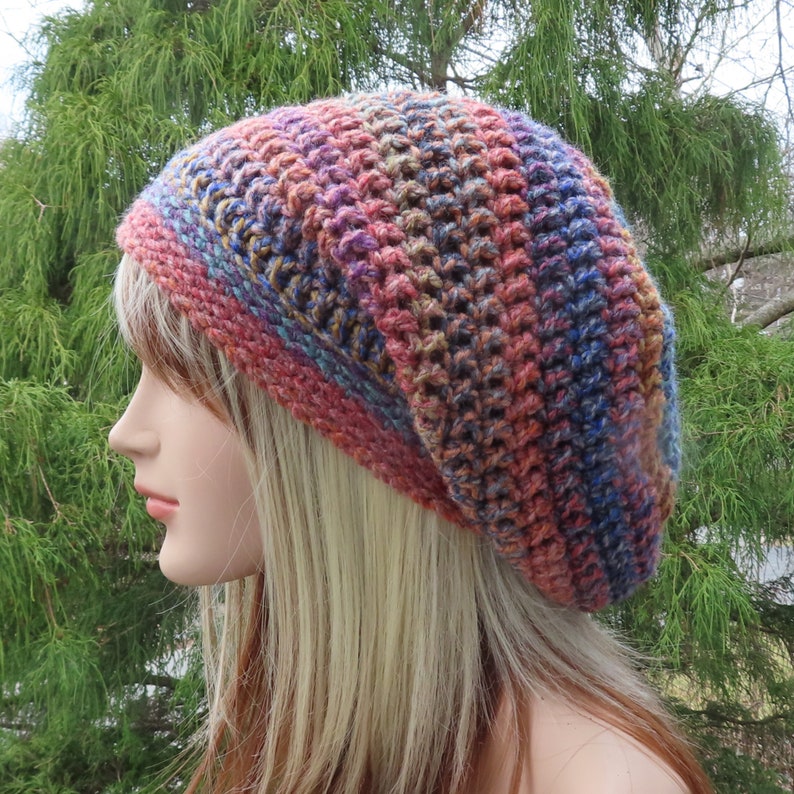 Slouchy Beanie in Playtime, Womens Crochet Hat, Boho Slouchy Hat, Oversized Slouch Beanie, Hipster Hat, Slouch Hat, Multicolor Beanie image 4