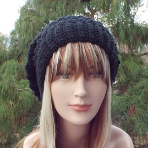 Black Crochet Hat, Womens Slouchy Beanie, Slouchy Hat, Oversized Slouch Beanie, Winter Hat, Slouch Hat image 5