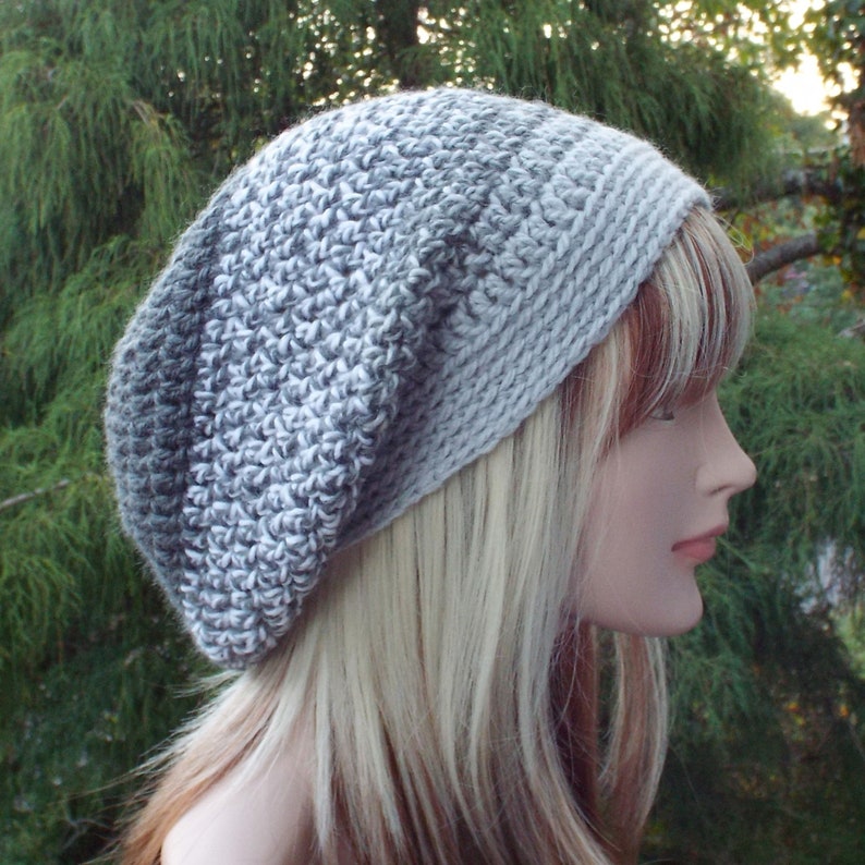 Gray Marl Slouchy Beanie, Womens Crochet Hat, Oversized Slouch Beanie, Chunky Hat, Slouchy Hat, Winter Hat, Grey Slouch Hat image 4