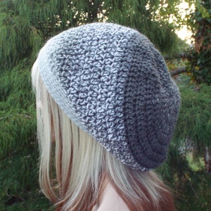 Gray Marl Slouchy Beanie, Womens Crochet Hat, Oversized Slouch Beanie, Chunky Hat, Slouchy Hat, Winter Hat, Grey Slouch Hat image 2