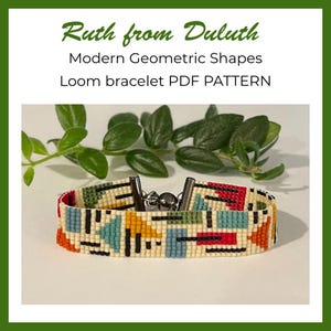 May include: A colourful loom bracelet with a geometric pattern in shades of red, yellow, blue, green, and black. The bracelet is made with small beads and has a silver clasp.