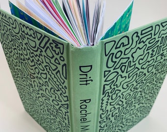 Upcycled Book Art Journal - green doodle