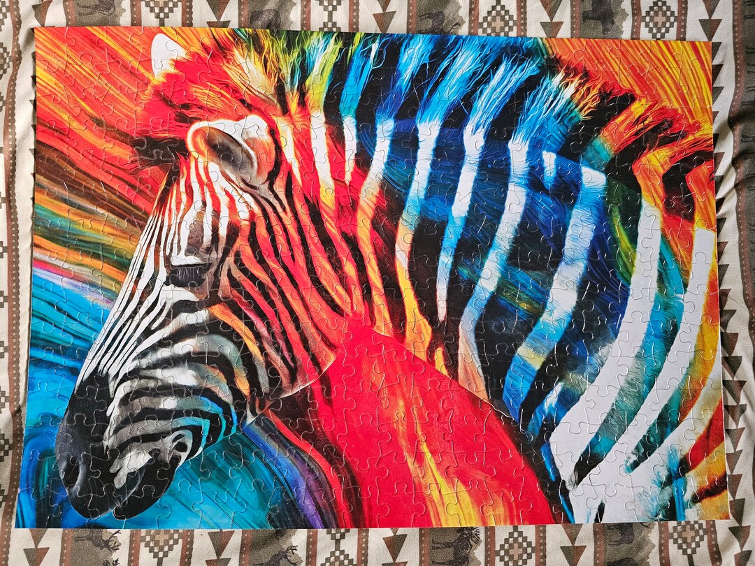COMPLETED Color Explosion Zebra Puzzle 300pc - Etsy