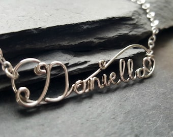 20 Gauge STERLING SILVER CUSTOM Wire Name or special word Necklace