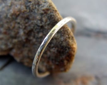 Single Stackable Stacking Hammered Layering Midi Ring, Sterling Silver, 1 pc