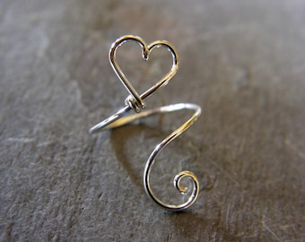 ADJUSTABLE, Heart Ring, ALL SIZES, Sterling Silver, Mother, Daughter, Sister, Friend, Love, Gift Under 20