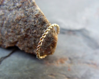 Twisted Gold Filled OR Sterling Silver Ring for Stacking Midi Fun