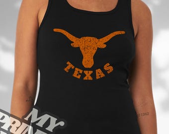 Country Music Tank Top, Longhorns Shirt, Texas Shirt, Country Vest, Tank Top for Woman, Summer Tank Top, College Shirt, Texas Longhorns