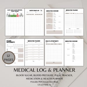 medication log,Blood Sugar Tracker,Diabetic Log,Blood Pressure Log,Blood Glucose log,health Planner,Diabetes,medical tracker,chronic illness