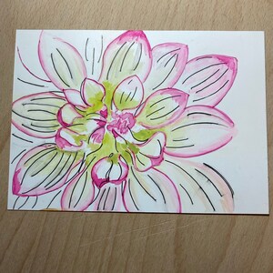 Dahlia Alkohol Tinte Postkarte